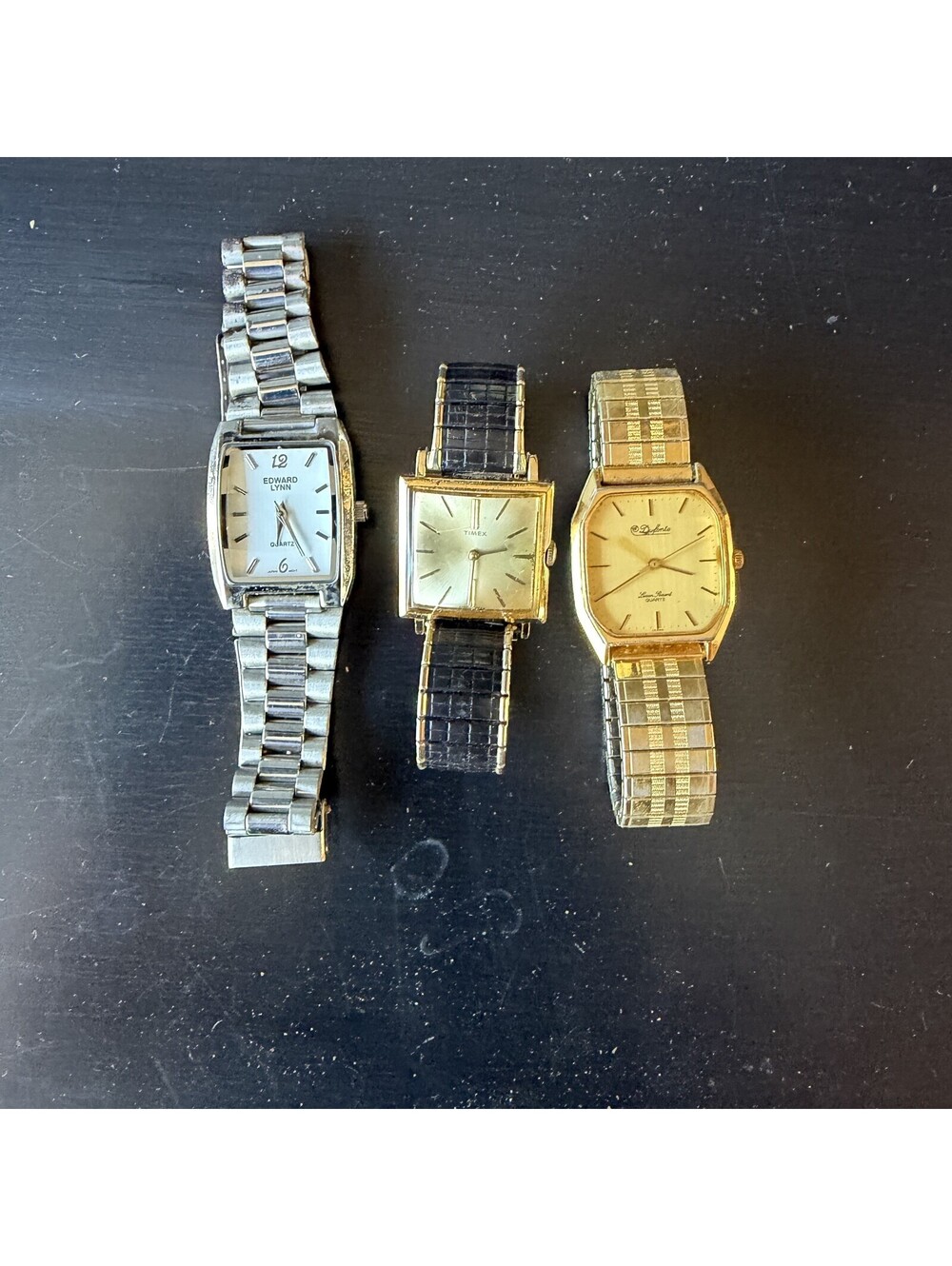 Lot of 3 Vintage Watches Edward Lynn Timex Dufonte Quartz Wristwatch Collection